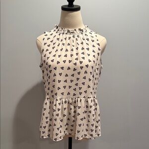 Heart Print Sleeveless Peplum Top